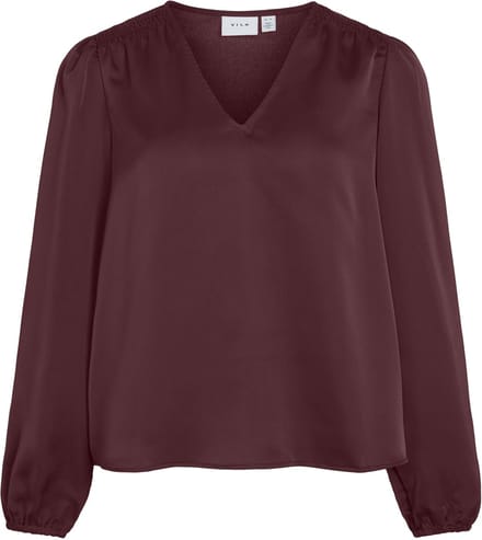 VILA - VIELLETTE L/S SMOCK SATIN TOP - NOOS - Dames - Blouses