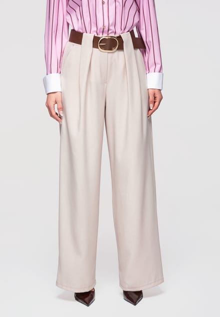 OMBRE Broek - Loose Fit - Effen - Broek Beige ONESIZE