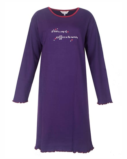 Tenderness Dames Nachthemd - Lange Mouwen- Paars Maat M
