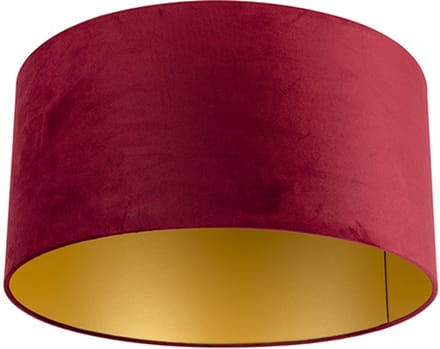 QAZQA cilinder velours - Klassieke Lampenkap - Ø 500 mm - Rood -