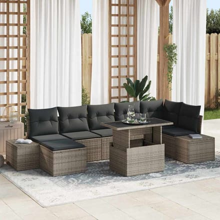 vidaXL - Tuinbank - Set - 8 - st - Grijs - poly - rattan
