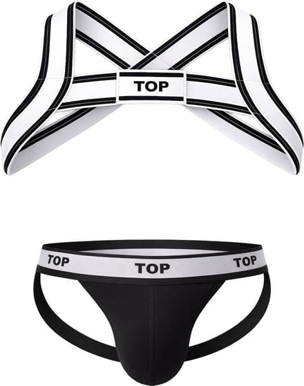 Barcode Berlin TOP Multipack 1x Jockstrap Black + 1x Harness White-Black - MAAT - Heren Ondergoed - Jockstrap voor Man - Mannen Jock