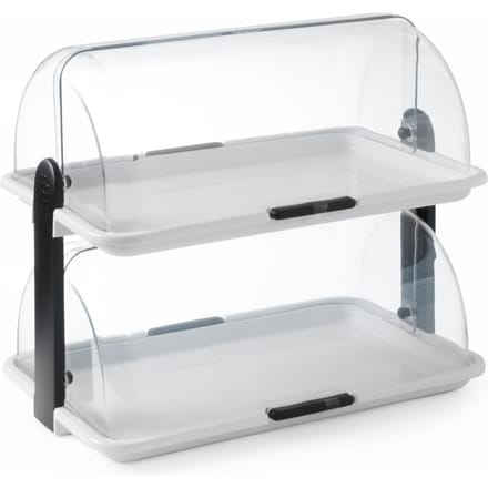 HENDI Dubbele roltop-presentatie – transparant – vaatwasmachinebestendig – 465x310x410 mm