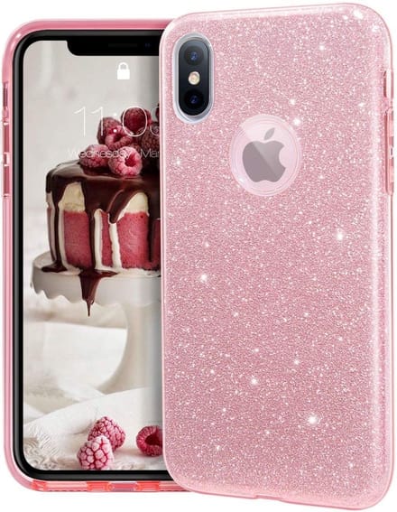 Geschikt voor Apple iPhone XR Backcover - Roze - Glitter Bling Bling - TPU case