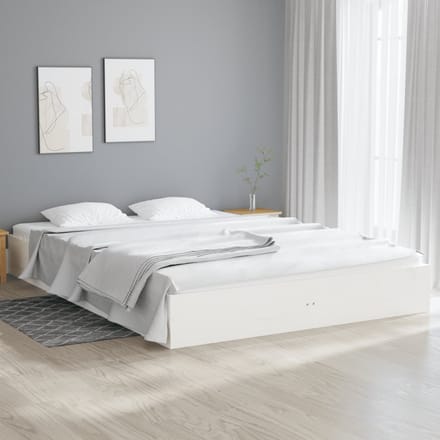 vidaXL - Bedframe - massief - hout - wit - 160x200 - cm