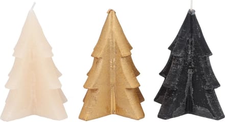 FROSTY BLACK MIX PINE TREE CANDLE 6X8CM - set van 3