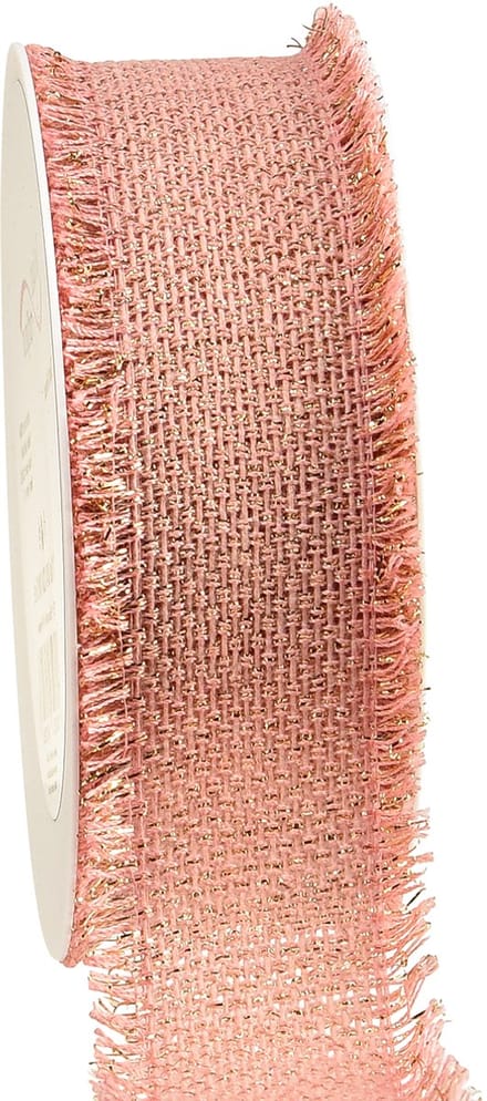 Decoratief lint franjelint roze goud B40mm L15m