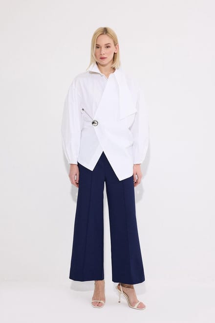 Touché Privé - Crêpe broek met siernaden - Marine - Dames
