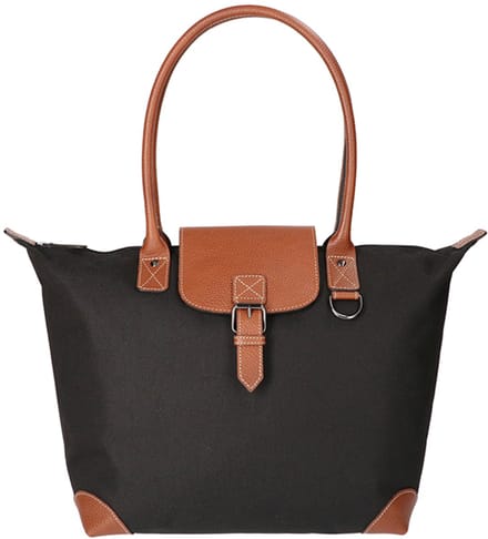 Leather Design Canvas Handtas/Schoudertas 15.4'' Zwart
