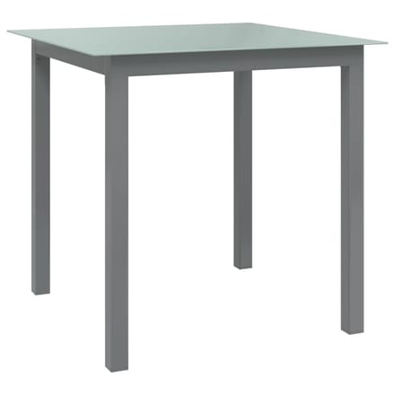 vidaXL - Tuintafel - 80x80x74 - cm - aluminium - en - glas - lichtgrijs