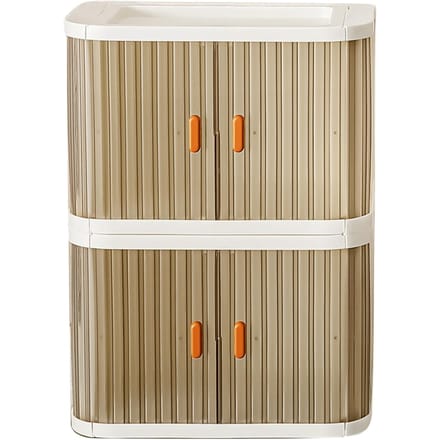 Opvouwbare Desktop Opbergdoos met 2-weg Schuifdeur Stapelbaar Ruime Capaciteit Organizer Container