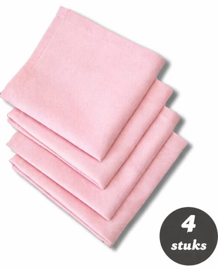 Tavas Servetten - 30 x 30 cm - Set van 4 stuks - Lichtroze - Katoen