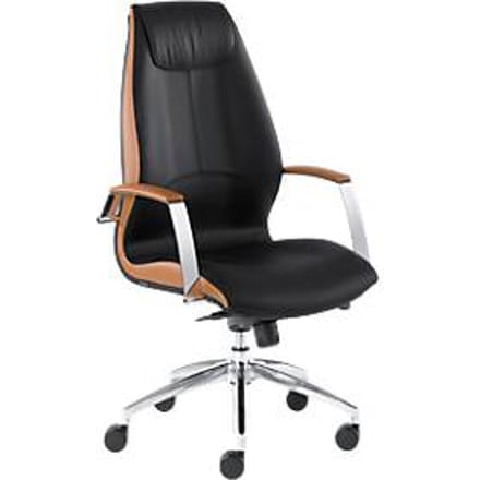 Directiestoel WAVE, met armleuningen, zwart/bruin