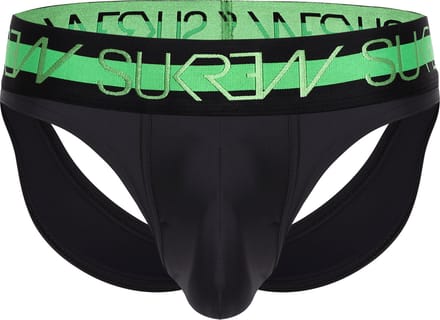 Sukrew V-Thong Zwart - Maat M - Herenstring - String Jockstrap Combinatie - Mannen Ondergoed
