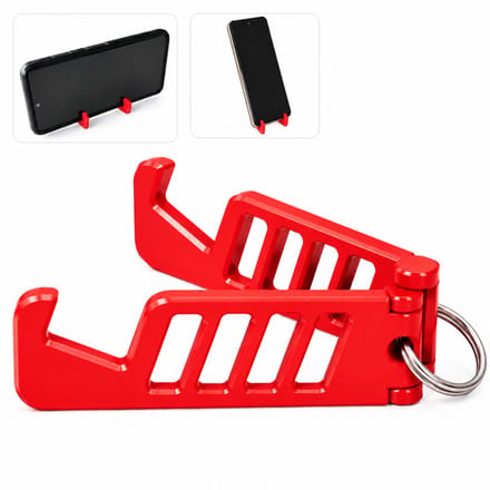 Compact Opvouwbare Telefoonhouder Sleutelhanger – Verstelbare Smartphone Standaard Geschikt voor iPhone, Samsung en Android – Rood