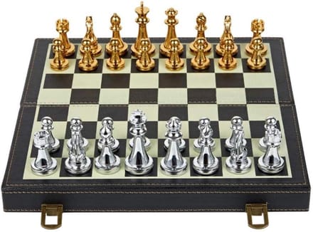 Schaakset Opvouwbaar - Strategisch Spel - Mentale Training - Interne Opslag - N.v.t. - Leer