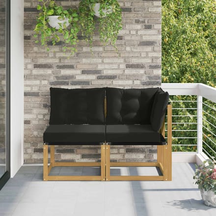 vidaXL - 2 - st - Outdoor - Midden- - en - Hoekbank - Wit