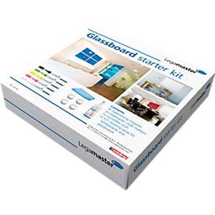 Glasboard-starterkit Legamaster 7-12500, 4 magneten, 5 krijtstiften, 1 doekje, 1 spray
