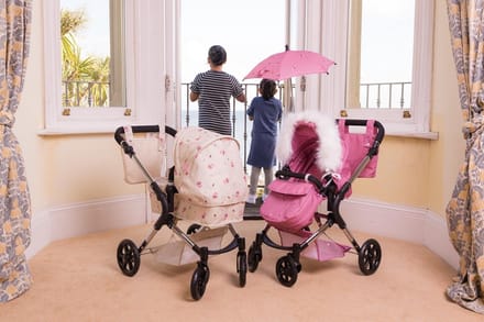 Roma Darcie Poppenwagen – Roze – Verstelbare Handgreep