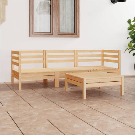 vidaXL - 4-delige - Loungeset - massief - grenenhout
