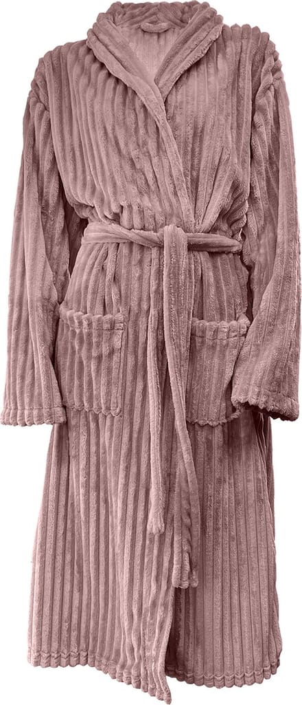 Eleganzzz Teddy Rib Fleece Uni Badjas - Old Rose - L - Badjas Dames - Badjas Heren