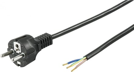 Schuko - Open einde Apparaatsnoer - 3 x 1,5mm2 - 2 meter - Zwart
