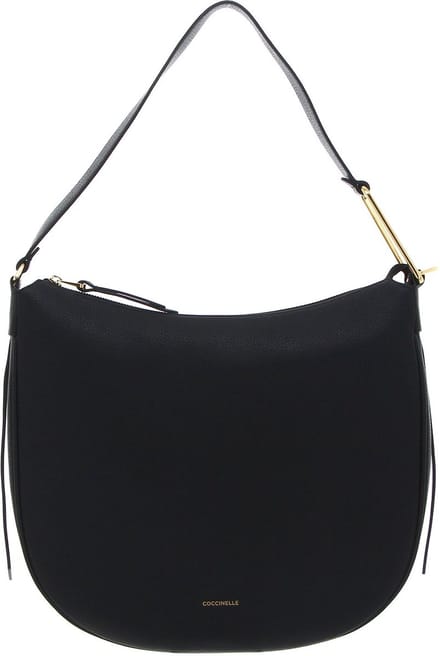 COCCINELLE Leren Schoudertas Priscilla Handbag Grained Leather Noir Zwart