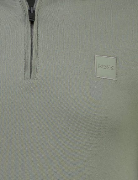 Poloshirt Boss Orange groen rits normale fit pique