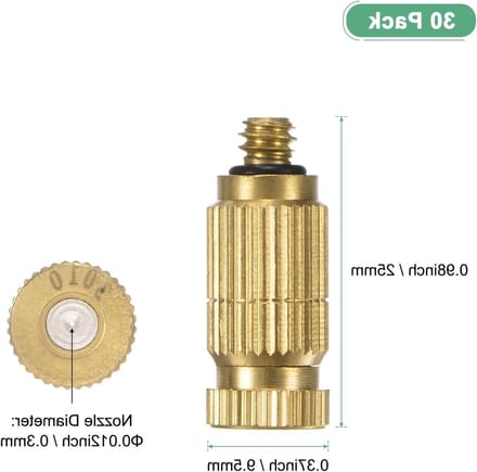 Messing Verstuivers - Mist Nozzles - Buiten Koelen - Hoge Druk - 0.3mm - Messing