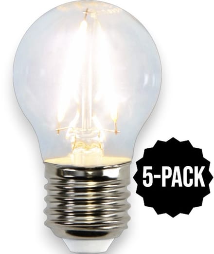 5-Pack | Kogellamp met helder filament - E27 - 2W - Extra Warm Wit - 2700K