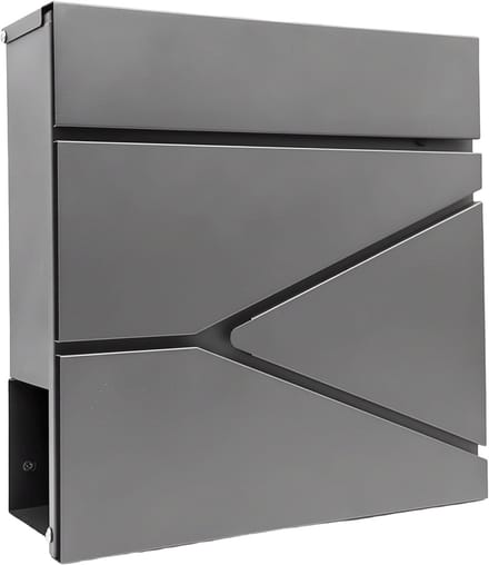 Brievenbus met slot - 37x37x11 cm - krantenvak - metaal - antraciet