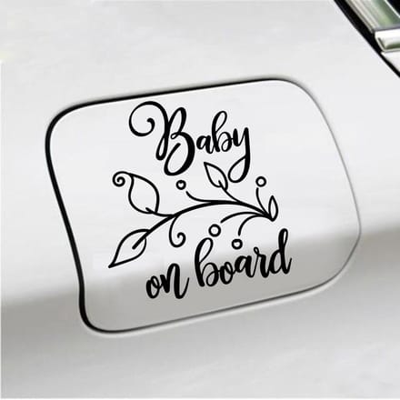 Bumpersticker - Baby On Board - 12,7 X 11,7 - Zwart