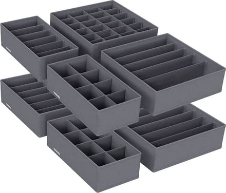 MIRA Home - Lade organizer set van 8 - Opbergdozen voor ondergoed en sokken - Opvouwbaar - Grijs