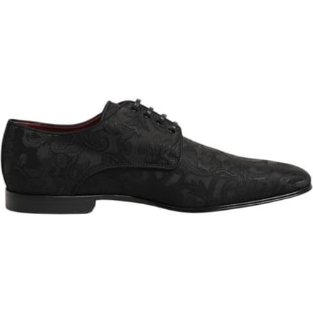 Dolce & Gabbana Zwarte Brocade Veterschoenen voor Heren