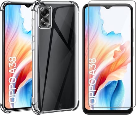 Hoesje geschikt voor Oppo A38 4G / A18 4G - Screenprotector Glas - Shockproof Transparant