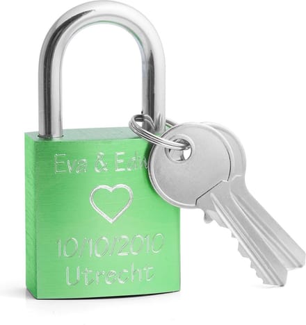 Gegraveerd Liefdesslot Groen