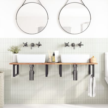 vidaXL - Badkamer - wandschap - staal - en - massief - acaciahout