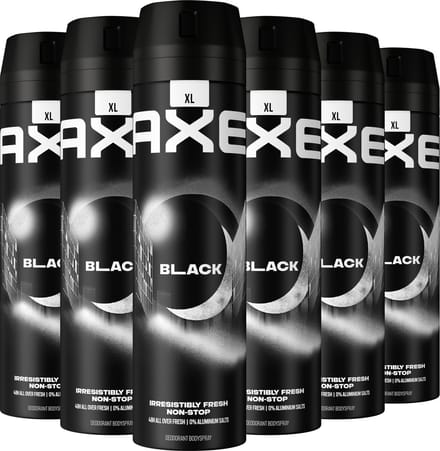 AXE - Deodorant Bodyspray - Black XL - 6 x 200 ml - Voordeelverpakking