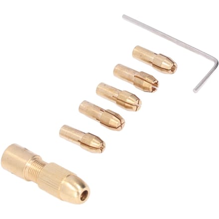 Ensemble de 7 pièces Petites Pinces de Perceuse Électrique en Laiton 4 Mors Micro Perceuses Mandrin Set pour Polir Meuler