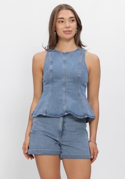 EDITED Brenda Top Tops & T-shirts Dames - Shirt - Lichtblauw - Maat 34