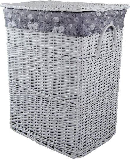 Wasmand van berkehout met bloemenpatroon 40x30x55 cm