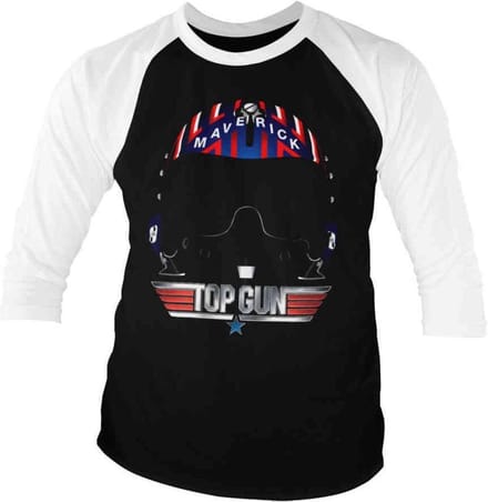 Top Gun Raglan top -L- Maverick Helmet Zwart/Wit