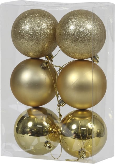 Othmar Decorations Kerstballen - 6x st - goud - D8 cm - kunststof - kerstversiering