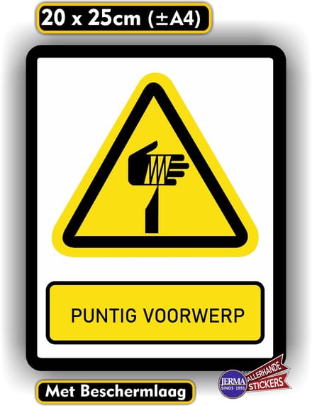 Jerma - Puntig - Scherp voorwerp - ISO norm - Sticker - 20 x 25 cm - Weerbestendig - Krasbestendig