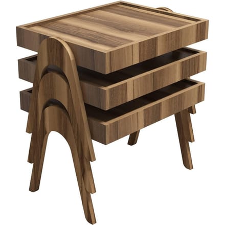 Asir - Nesttafelset - Okkernoot - 3 stuks - 53,6 x 40 x 64 cm