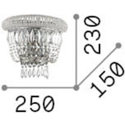 IDEAL LUX wandlamp Dubai messing/helder Breedte 25 cm Kristal