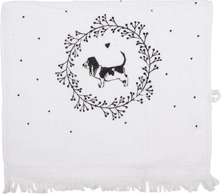 Clayre & Eef Gastendoekje 40x66 cm Wit Katoen Hond