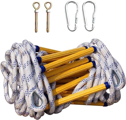 Touwladder - Noodladder Ontsnapping - Veilige Ontsnapping - Vlamvertragend Antislip - 12 Meter - Zwart