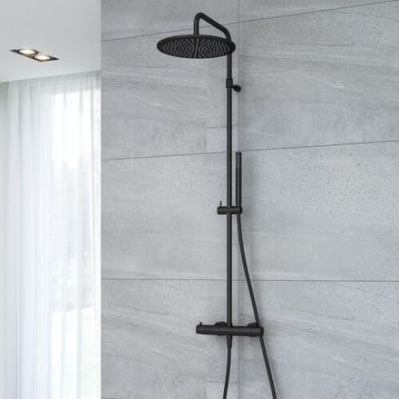 Kronenbach Lima 2.0 Black shower system with thermostat, shower Ø 30 cm 100.2822SM
