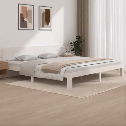 vidaXL - Bedframe - massief - grenenhout - wit - 200x200 - cm